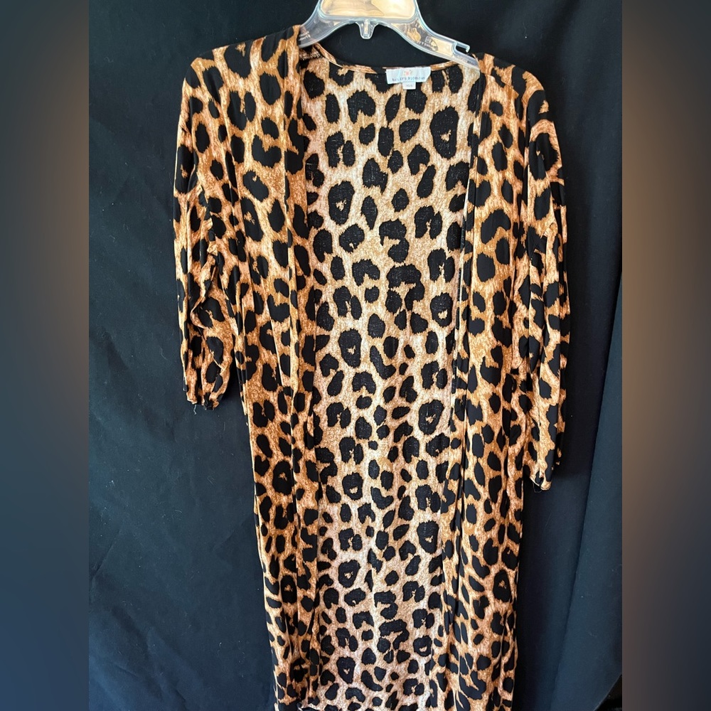 Bailey’s Blossoms Leopard Print Floor Length Kimono